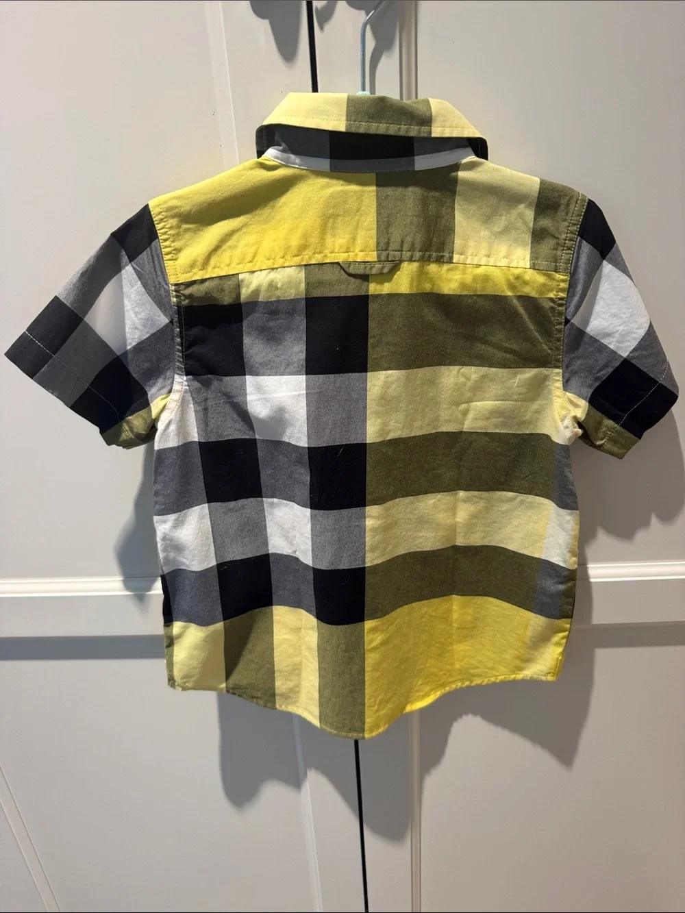 Authentic Burberry Yellow Black & White Plaid 4T Button-Down Shirt